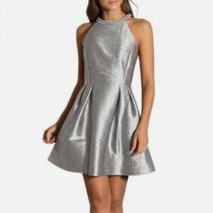 Jennifer Lopez Mini, Fit & Flare, A-Line SILVER dress